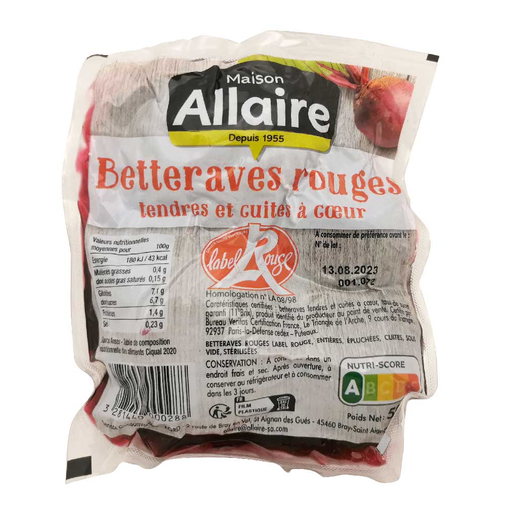 Betteraves rouges entières Label Rouge